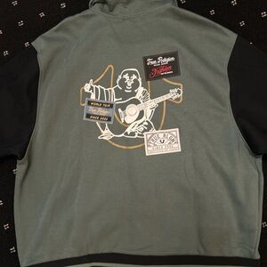 True Religion Green and Black Bomber Jacket